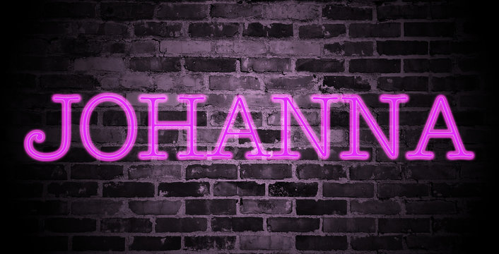first name Johanna in pink neon on brick wall