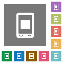 Mobile media stop square flat icons