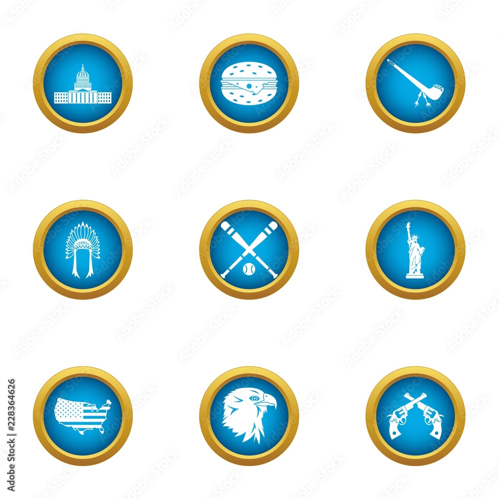 Poster country border icons set. flat set of 9 country border vector icons for web isolated on white backgr