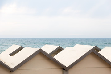 Bathing huts in Follonica waterfront, Italy