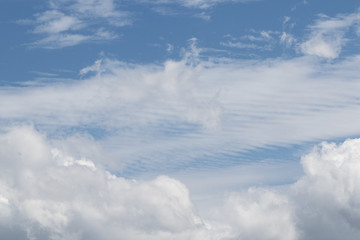 Cirrostratus and cumulus clouds.