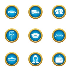 Taxi agency icons set. Flat set of 9 taxi agency vector icons for web isolated on white background