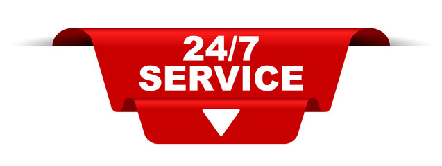 red vector banner 24/7 service