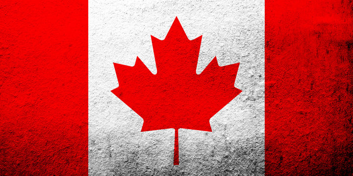 National flag of Canada"Maple Leaf".  Grunge background