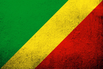 The Republic of the Congo (Congo-Brazzaville) National flag. Grunge Background