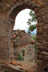 Abandoned building in ancien city of Mystras, Peloponnese, Greece