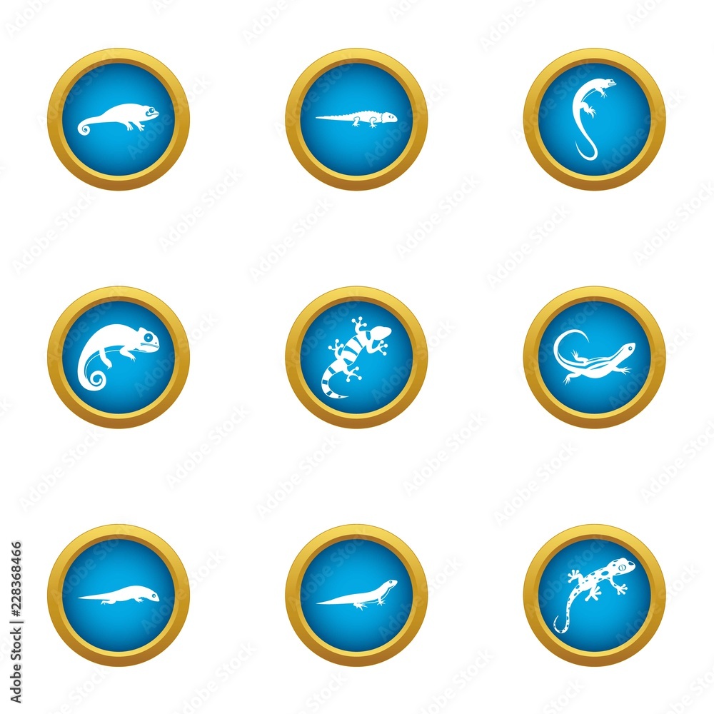 Poster viviparous lizard icons set. flat set of 9 viviparous lizard vector icons for web isolated on white 