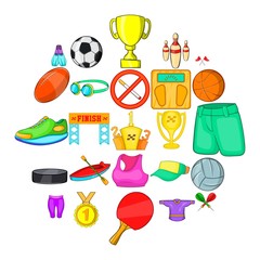 Competitive game icons set. Cartoon set of 25 competitive game vector icons for web isolated on white background