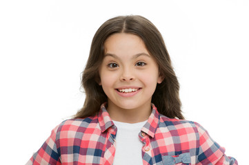 Sincere emotional child. Girl laugh emotional face. Humor and react funny story. Childhood and...