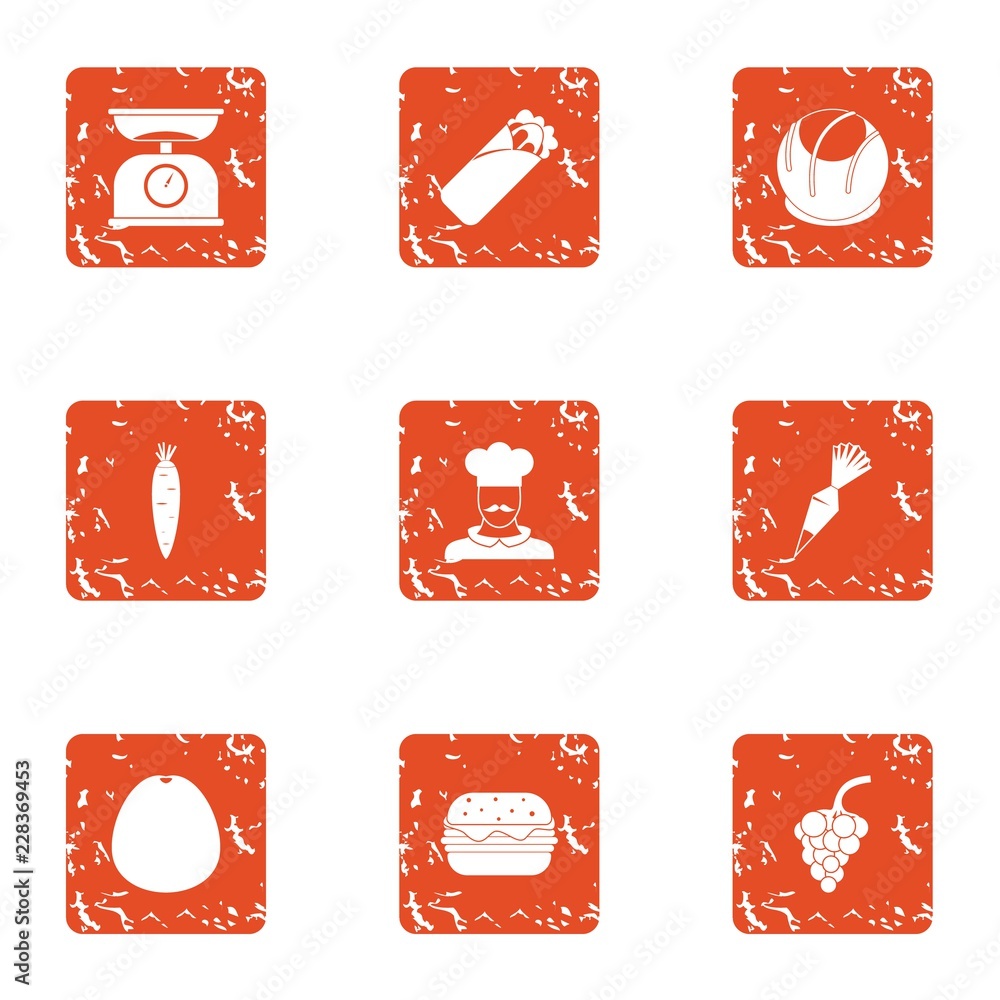 Poster head icons set. grunge set of 9 head vector icons for web isolated on white background