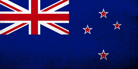 National flag of New Zealand (New Zealand Ensign). Grunge background