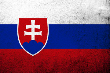 National flag of Slovakia (Slovak Republic) . Grunge background