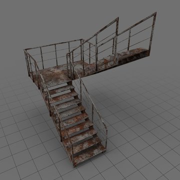 Rustic c shaped industrial staircase
