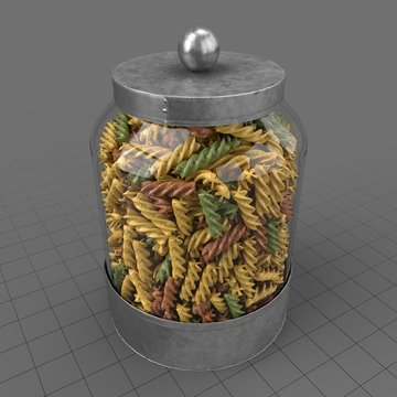 Glass canister filled pasta