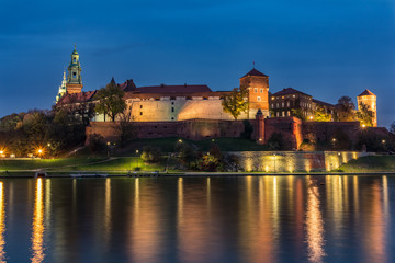 Naklejka na ściany i meble Fantastic night Cracow, Wawel Castle in Poland