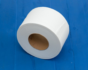 white paper roll on blue background