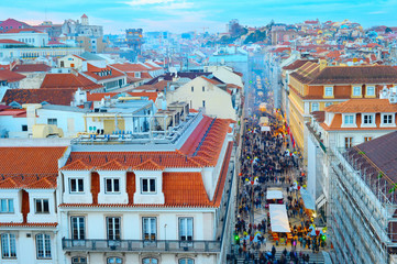 Crowd, Old Town street, Lisbon