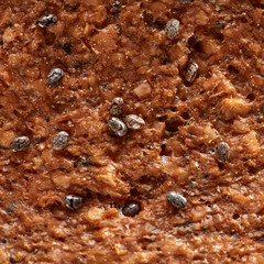 Macro texture of oatmeal crunchy with chia seeds. Food background.
