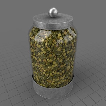 Glass canister filled with lentils