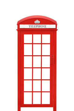 classic red phone booth isolated on white