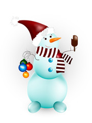 Christmas snowman isolated on white background