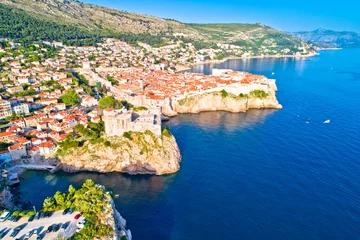 Fotobehang Historic city of Dubrovnik aerial panoramic view © xbrchx