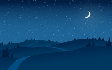 hills at night landscape flat design © oxinoxi