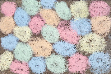 Colorful chalk on the sidewalk