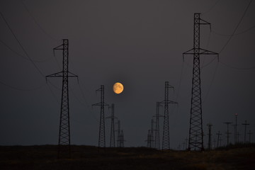 electrical tower at sunset