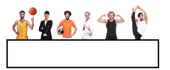 Group of people with  different sports