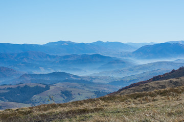 mountain valley in the fog