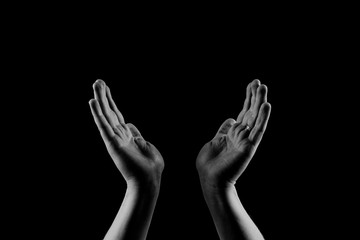 Helping hands. Giving Hands. Donation and Volunteering Concept. Mans hands palms up