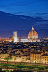 Fototapeta na wymiar Florence Tuscany - Night scenery with Duomo Santa Maria del Fiori Renaissance architecture in Italy