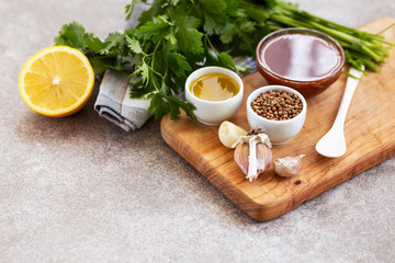 Ingredients for homemade sweet and sour sauce