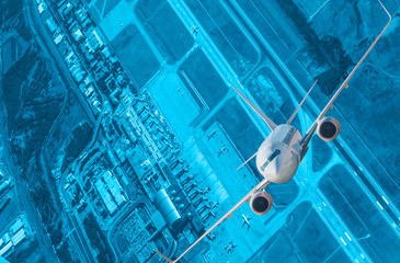 Airplane taking off from the airport - Travel by air transport