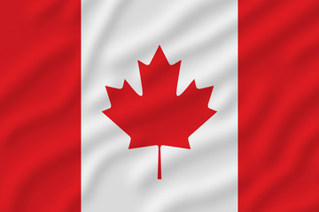 Fototapeta na wymiar Red and white Canadian flag with a maple leaf in the middle