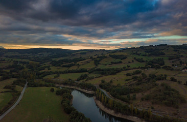 Aerial view of the Maroño reservoir, Basque country