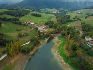 Fototapeta na wymiar Aerial view of the Maroño reservoir, Basque country