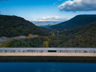 Aerial view of the Maroño reservoir, Basque country