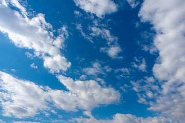 Naklejka na ściany i meble blue sky background with tiny clouds. panorama
