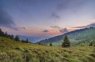 sunset in the mountains
