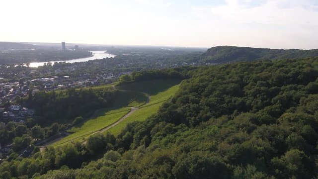 4K Drone Aerial Bonn German city, theatre, Marriott 