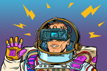 astronaut in virtual reality, vr glasses