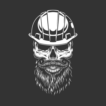 Vintage Skull In Builder Helmet