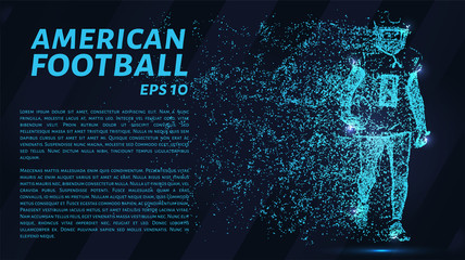 Fototapeta na wymiar American football particles on a dark background. Football consists of geometric shapes. Vector illustration