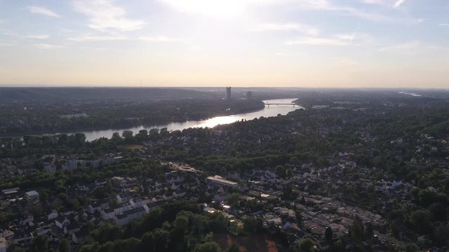 4K Drone Aerial Bonn German city, theatre, Marriott 