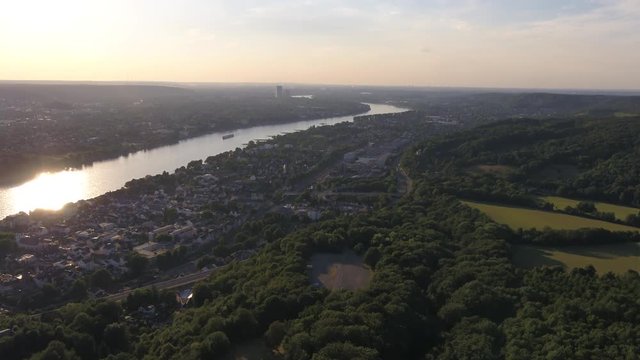4K Drone Aerial Bonn German city, theatre, Marriott 