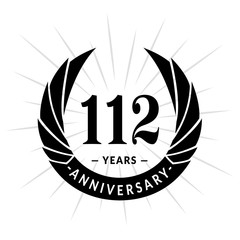 112 years anniversary. Elegant anniversary design. 112 years logo.