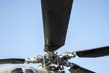 Military helicopter rotor blade detail close-up