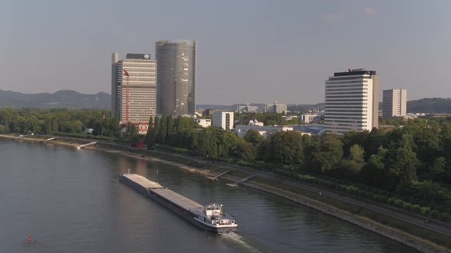 4K Drone Aerial Bonn German city, theatre, Marriott 